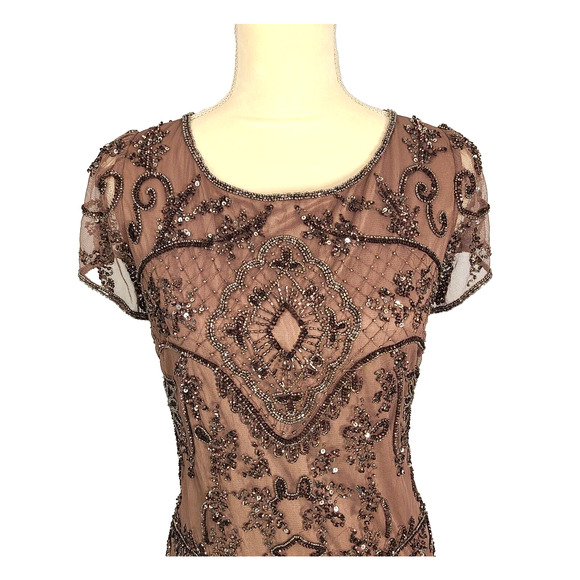 Pisarro Nights Beaded Gown 10 Embellished Mauve Purple Mother Of The Bride FLAW - Picture 3 of 16